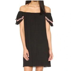 Misa Los Angeles Dreya Pom Pom Gauze Mini Dress Black